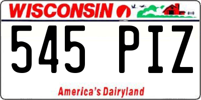 WI license plate 545PIZ