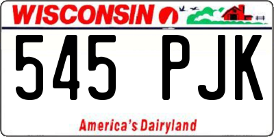 WI license plate 545PJK