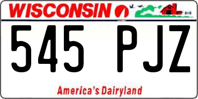 WI license plate 545PJZ