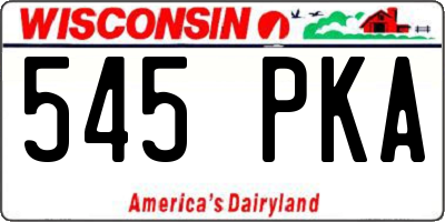 WI license plate 545PKA