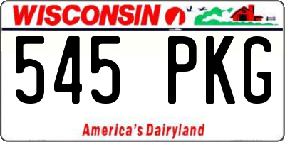 WI license plate 545PKG