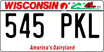 WI license plate 545PKL