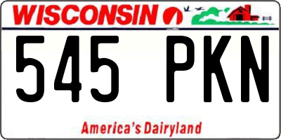 WI license plate 545PKN