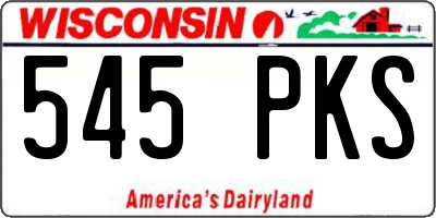 WI license plate 545PKS