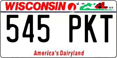WI license plate 545PKT