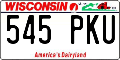 WI license plate 545PKU