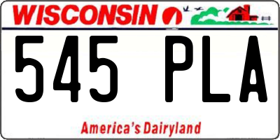 WI license plate 545PLA