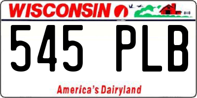 WI license plate 545PLB