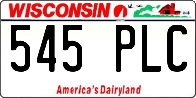 WI license plate 545PLC