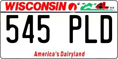 WI license plate 545PLD