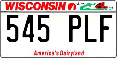 WI license plate 545PLF