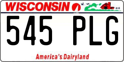 WI license plate 545PLG