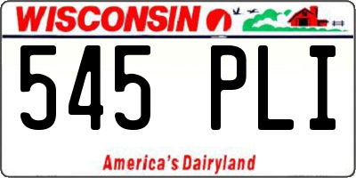 WI license plate 545PLI