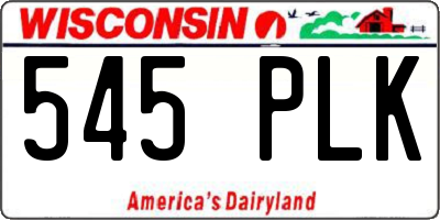 WI license plate 545PLK