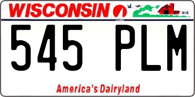 WI license plate 545PLM