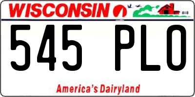 WI license plate 545PLO