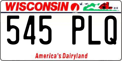 WI license plate 545PLQ