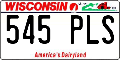 WI license plate 545PLS