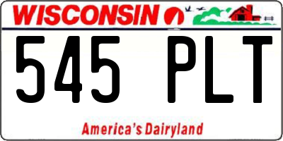 WI license plate 545PLT