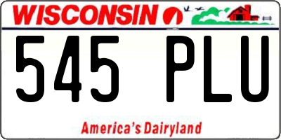 WI license plate 545PLU