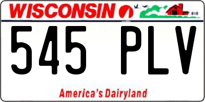 WI license plate 545PLV