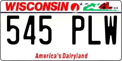 WI license plate 545PLW