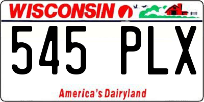 WI license plate 545PLX