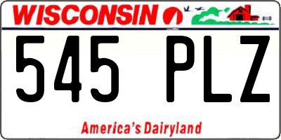 WI license plate 545PLZ