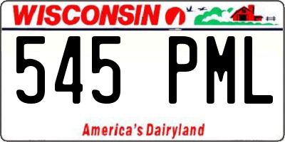 WI license plate 545PML