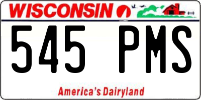 WI license plate 545PMS