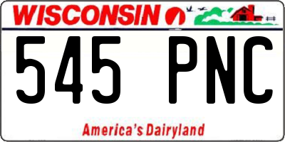 WI license plate 545PNC