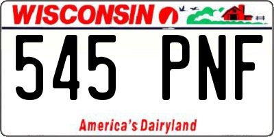 WI license plate 545PNF