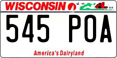 WI license plate 545POA