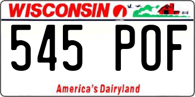 WI license plate 545POF