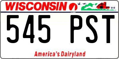 WI license plate 545PST