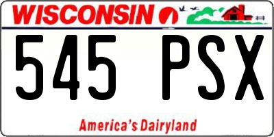 WI license plate 545PSX