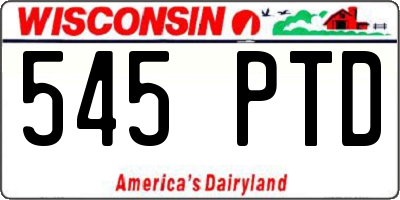 WI license plate 545PTD