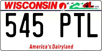 WI license plate 545PTL