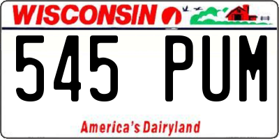 WI license plate 545PUM