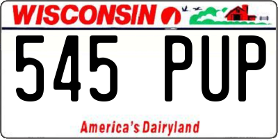 WI license plate 545PUP