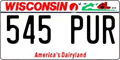 WI license plate 545PUR