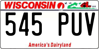 WI license plate 545PUV