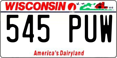 WI license plate 545PUW