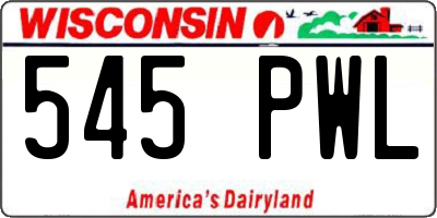 WI license plate 545PWL