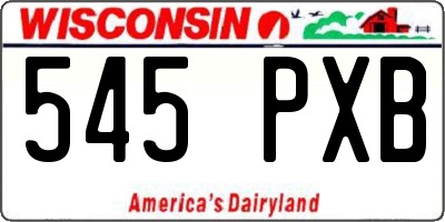 WI license plate 545PXB
