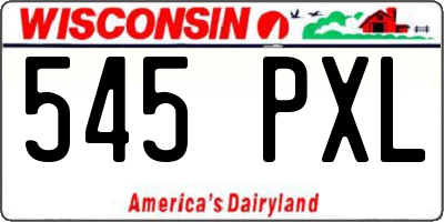 WI license plate 545PXL