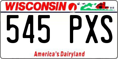 WI license plate 545PXS