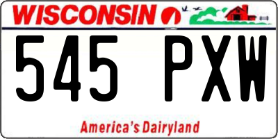 WI license plate 545PXW