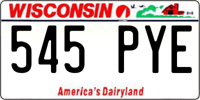 WI license plate 545PYE