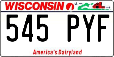 WI license plate 545PYF